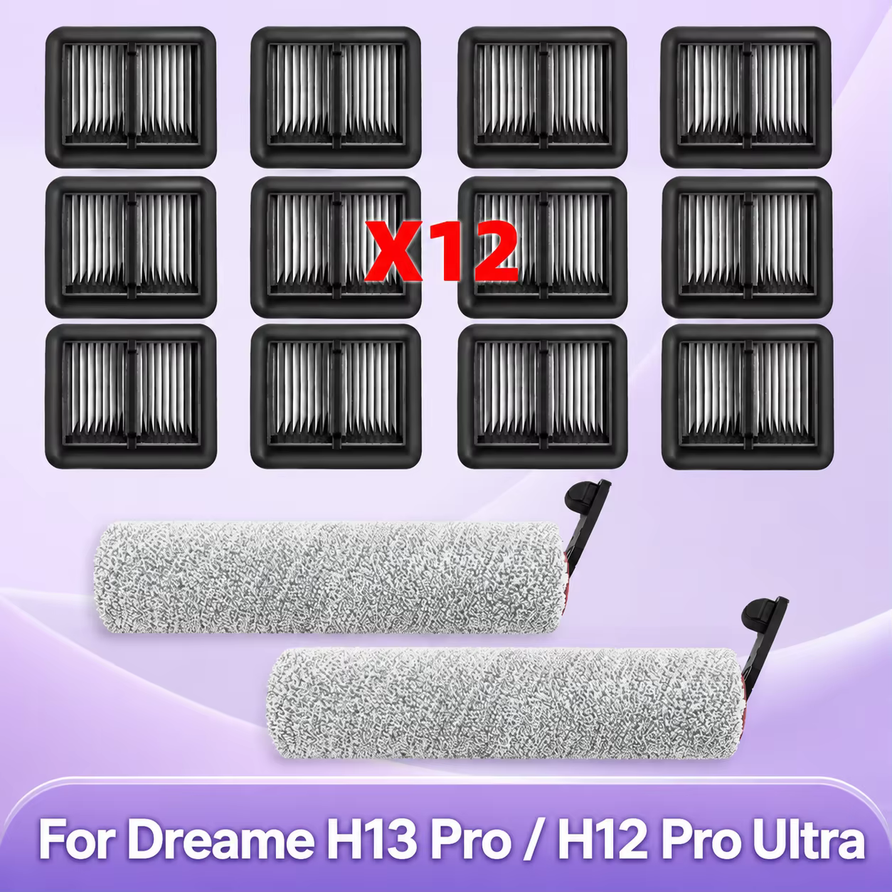Compatible avec Dreame H13 Pro / H12 Pro Ultra Pièces d’aspirateur Brosse principale à rouleau Filtre HEPA Accessoires