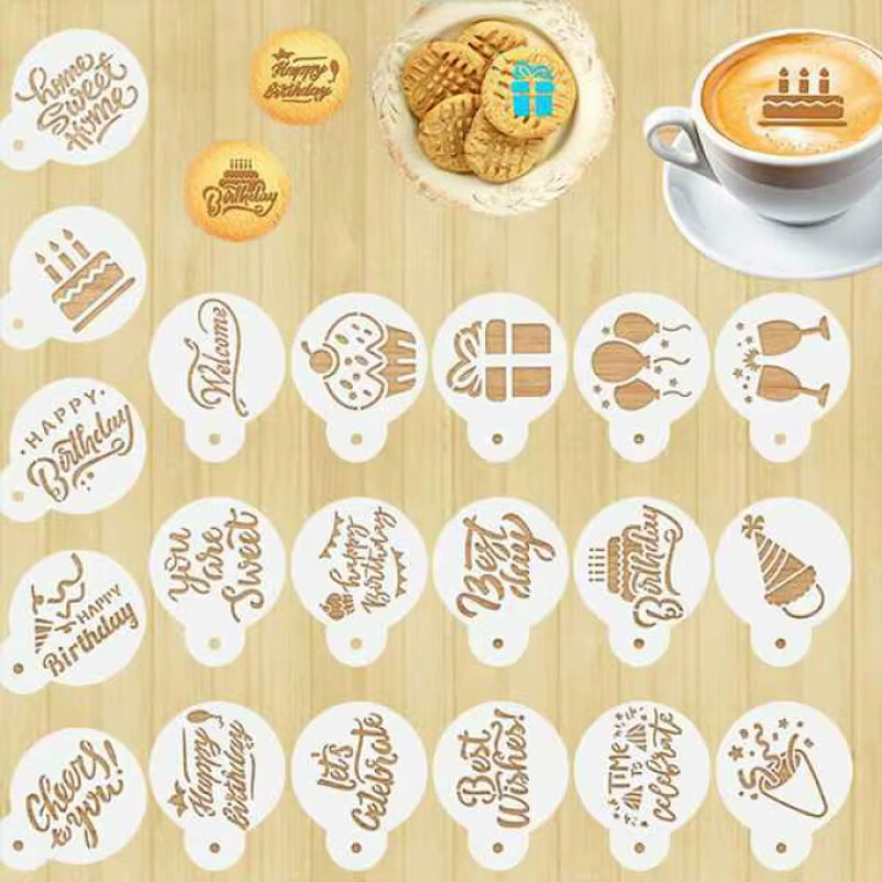 Ensemble de pochoirs d'art Latte professionnels, pour café, Cappuccino, gâteau, biscuits, décoration, moules de peinture en aérosol pour Desserts de vacances