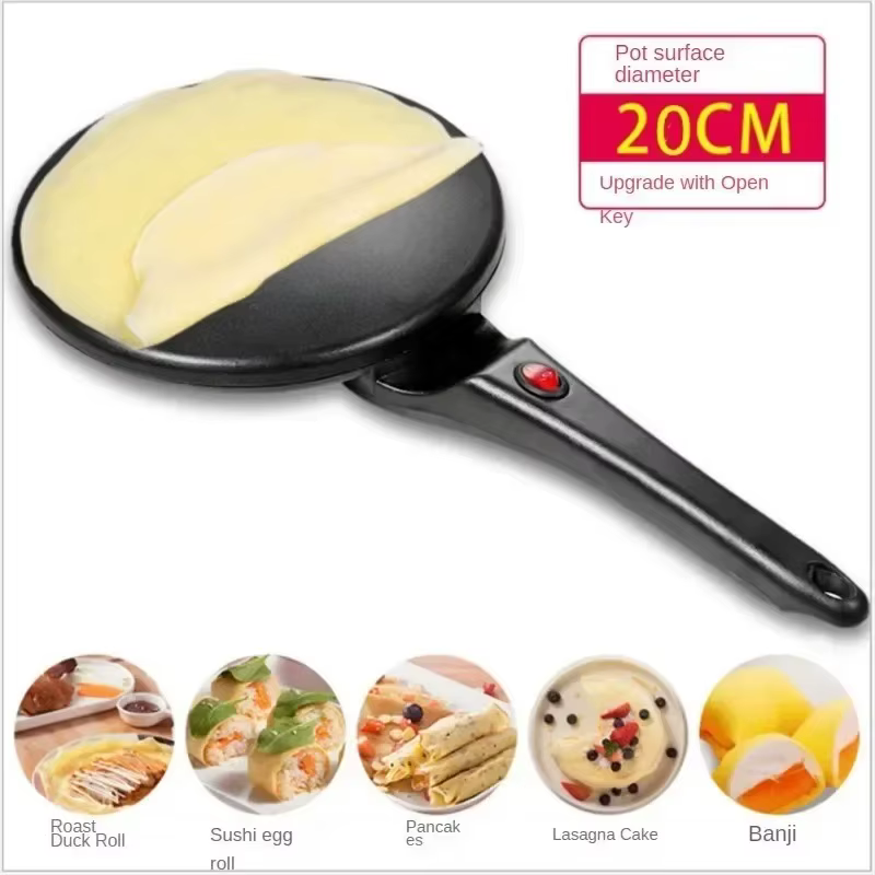 Crêpière électrique Machine à gâteaux petit déjeuner Pizza boulanger crêpes poêle antiadhésive