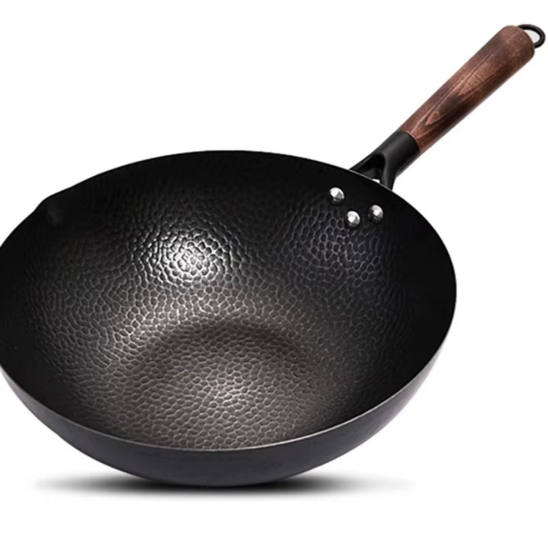 Wok en fonte Konco, poêle en fonte non revêtue