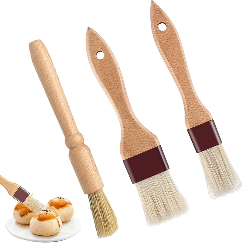 3 pièces brosse à huile en bois Barbecue