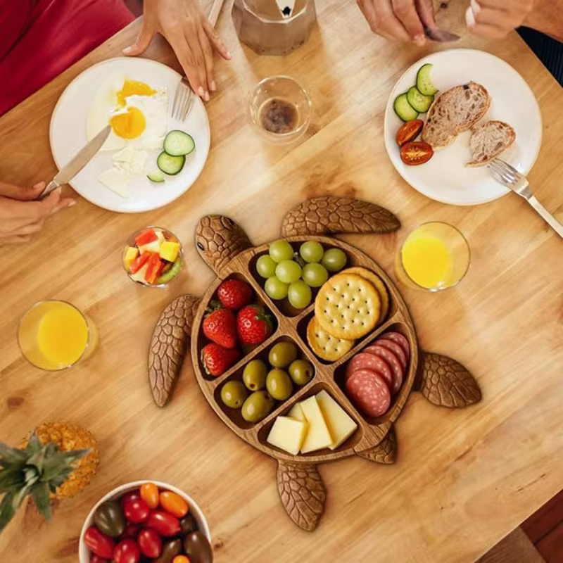 Plateau de service de poulpe en bois