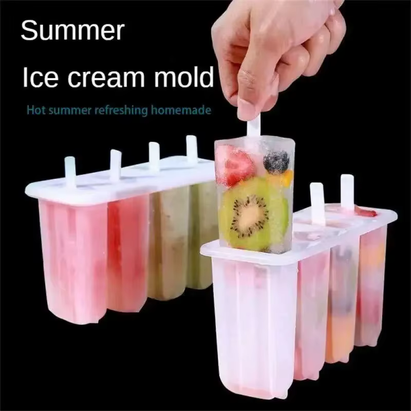 Moule à Popsicle ancien à 4 maillons avec couvercle