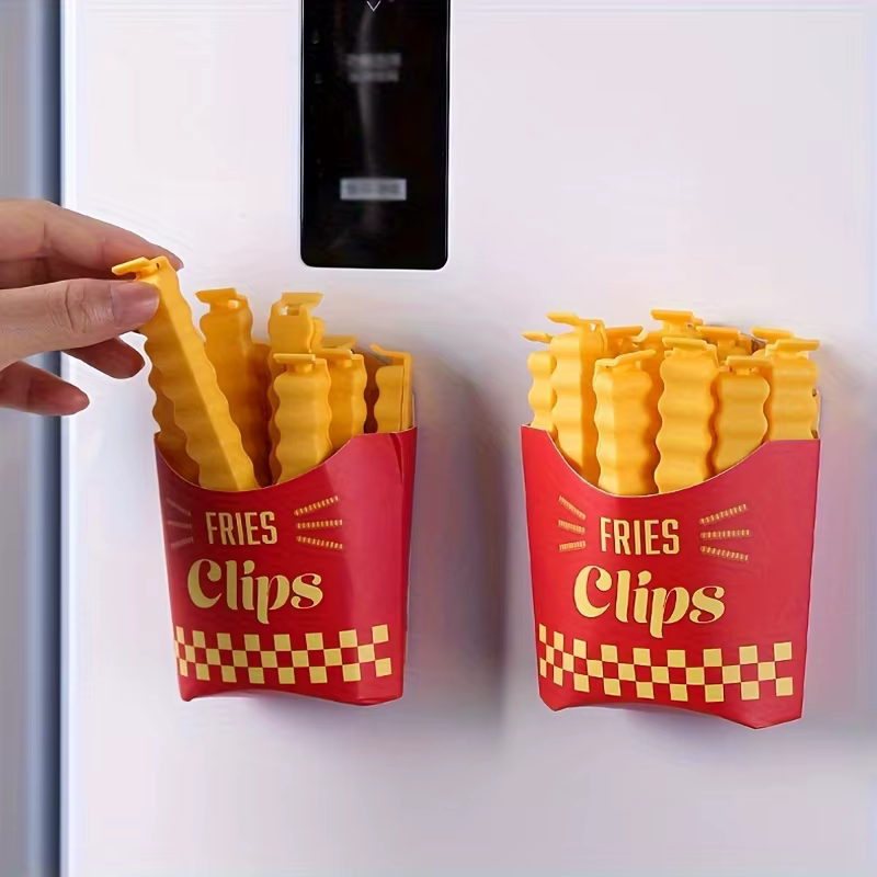 Ensemble de 12 clips de scellage en forme de copeaux de pommes de terre et boîte de rangement de collations