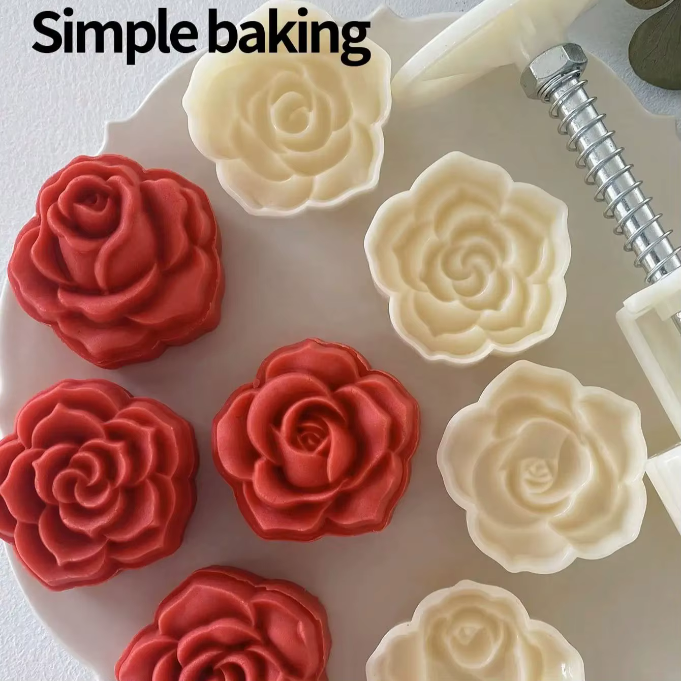 Ensemble de 4 moules à pâtisserie à motif de rose pour gâteaux de lune