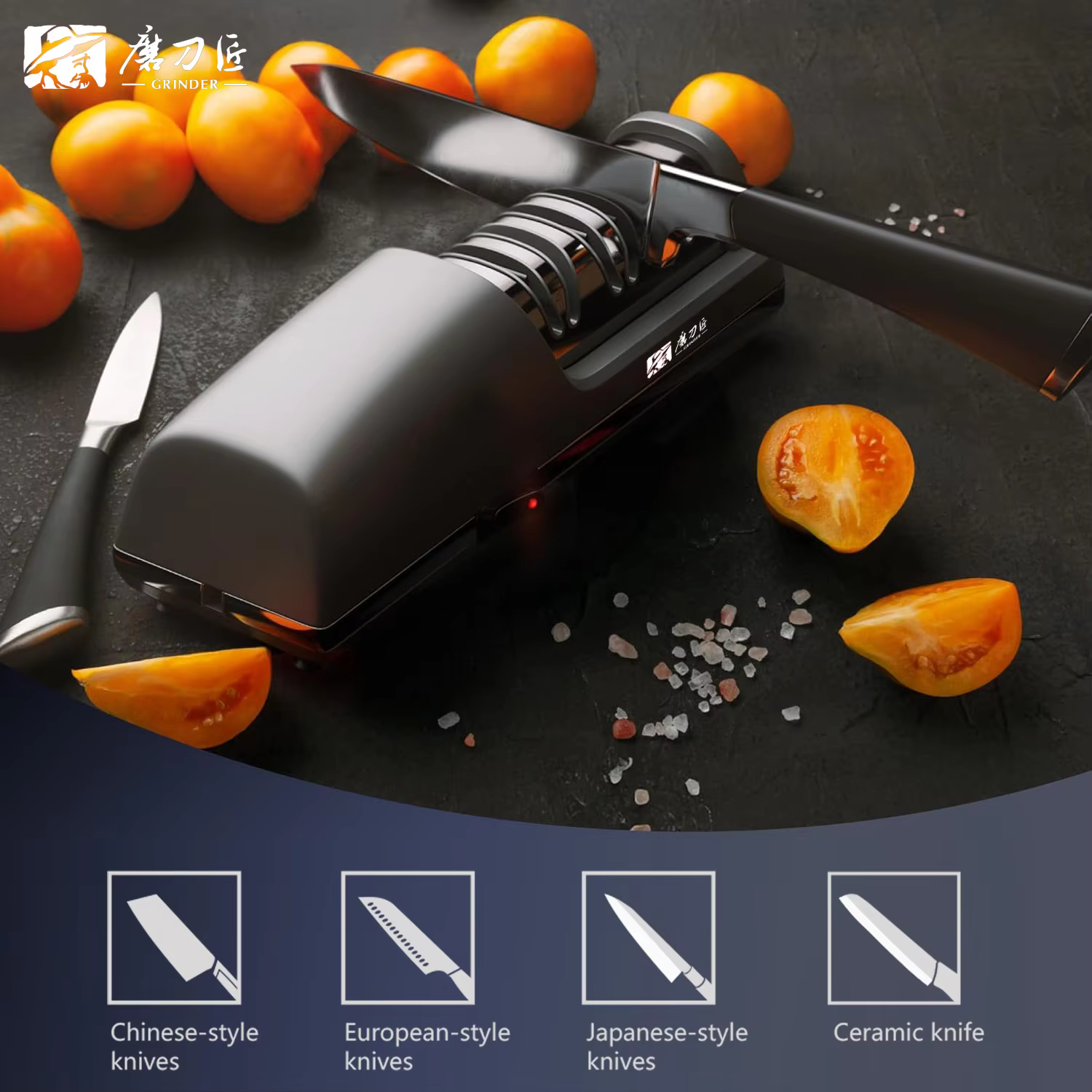 TAIDEA TG2403 affûteur de couteaux électrique Chef de cuisine professionnel en 3 étapes et système d'affûtage à usage domestique
