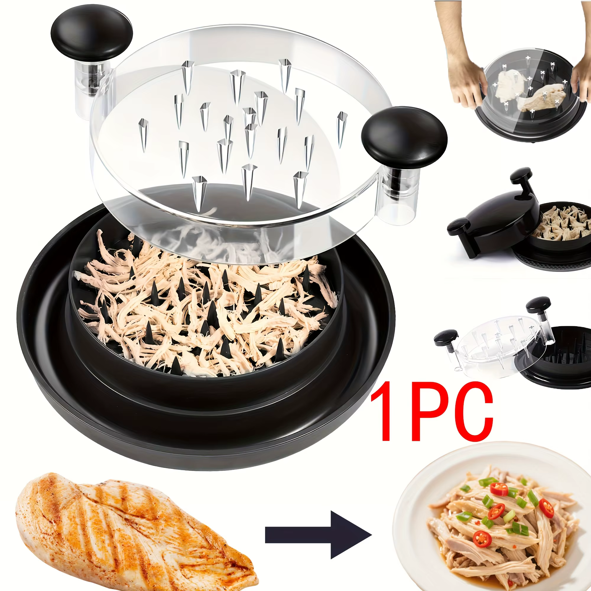 Déchiqueteur à poulet amélioré avec couvercle transparent