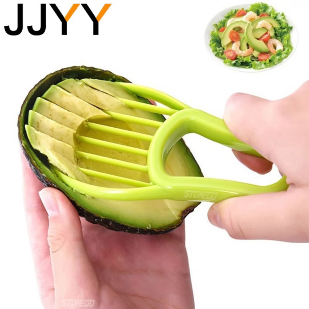 JJYY 3 en 1 trancheuse d'avocat karité corer beurre éplucheur de fruits coupe séparateur de pulpe couteau en plastique outils de cuisine pour légumes