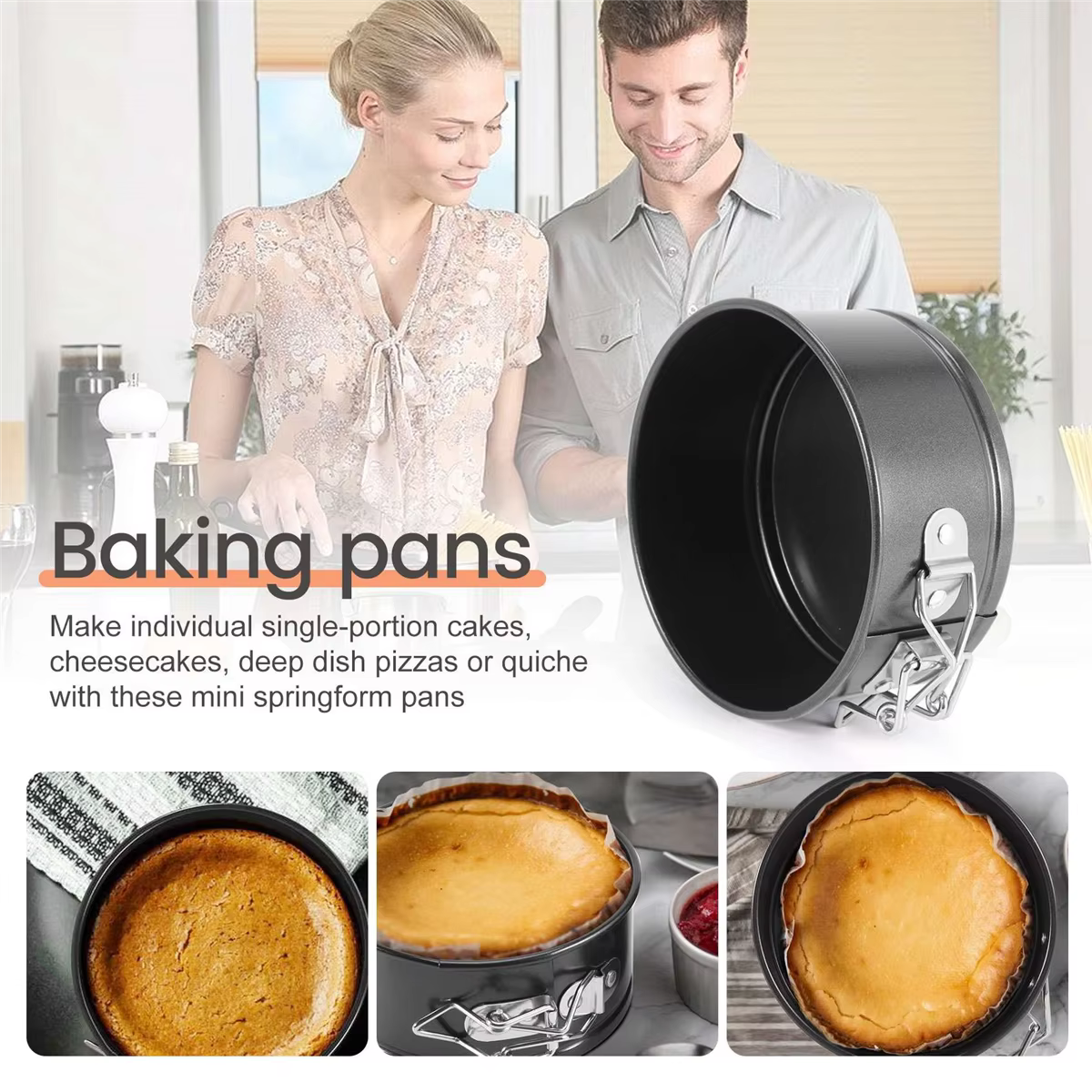 Ensemble de mini poêles antiadhésives pour mini gâteaux au fromage