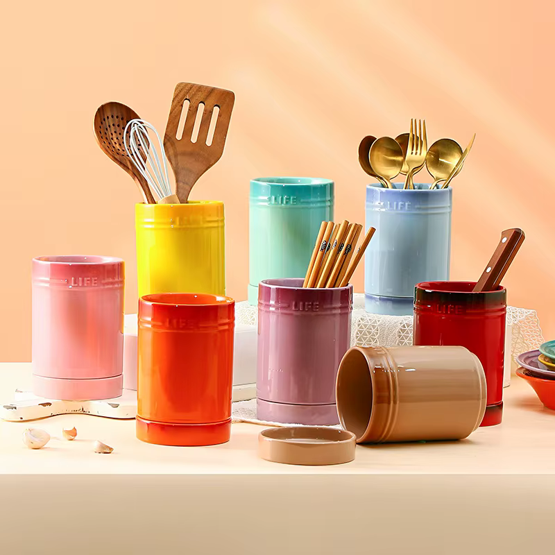 Porte-ustensiles de cuisine en porcelaine pour comptoir