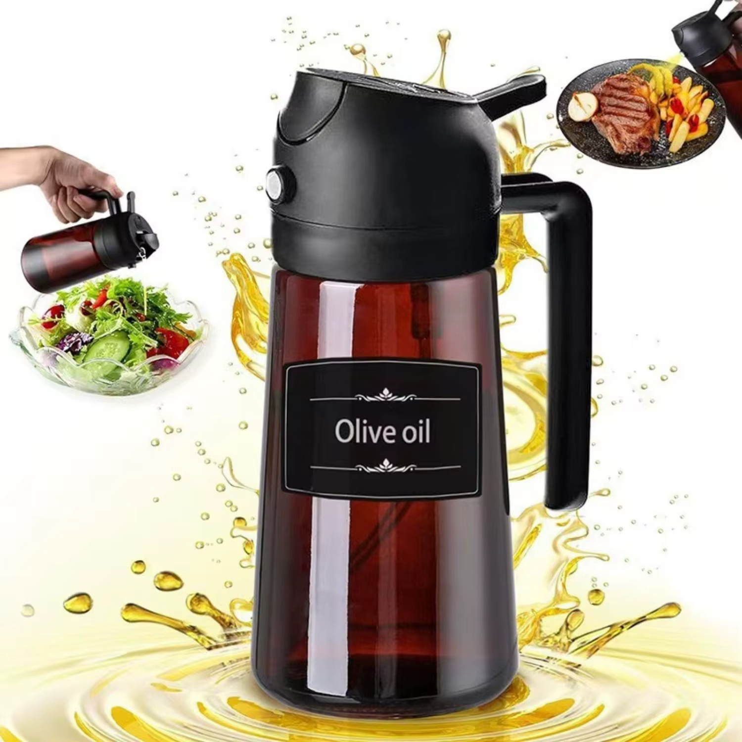 Pulvérisateur d'huile marron bloquant la lumière de 16oz/470ML pour la cuisson