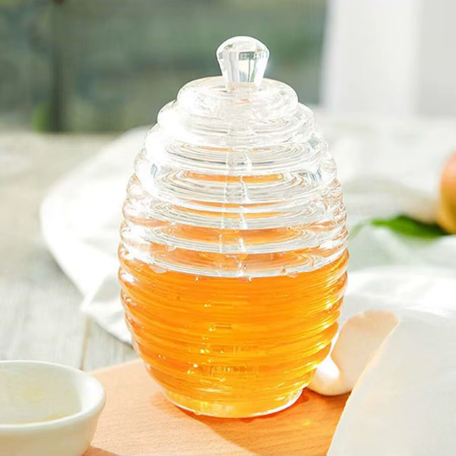 Pot de miel créatif en nid d'abeille avec bâton d'agitation