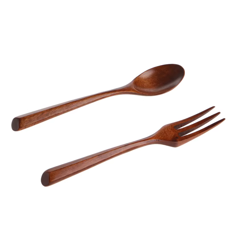 Ensemble cuillère à dîner en bois fourchette couverts