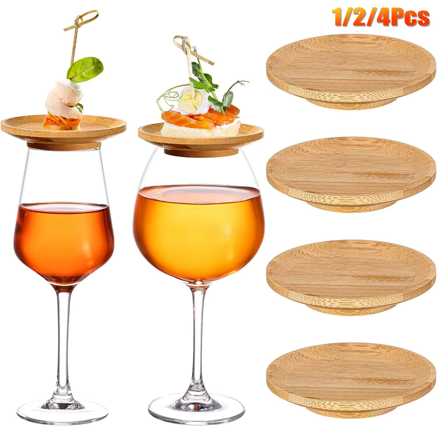 1/2/4Pcs Verre à Vin Charcuterie Topper Bambou