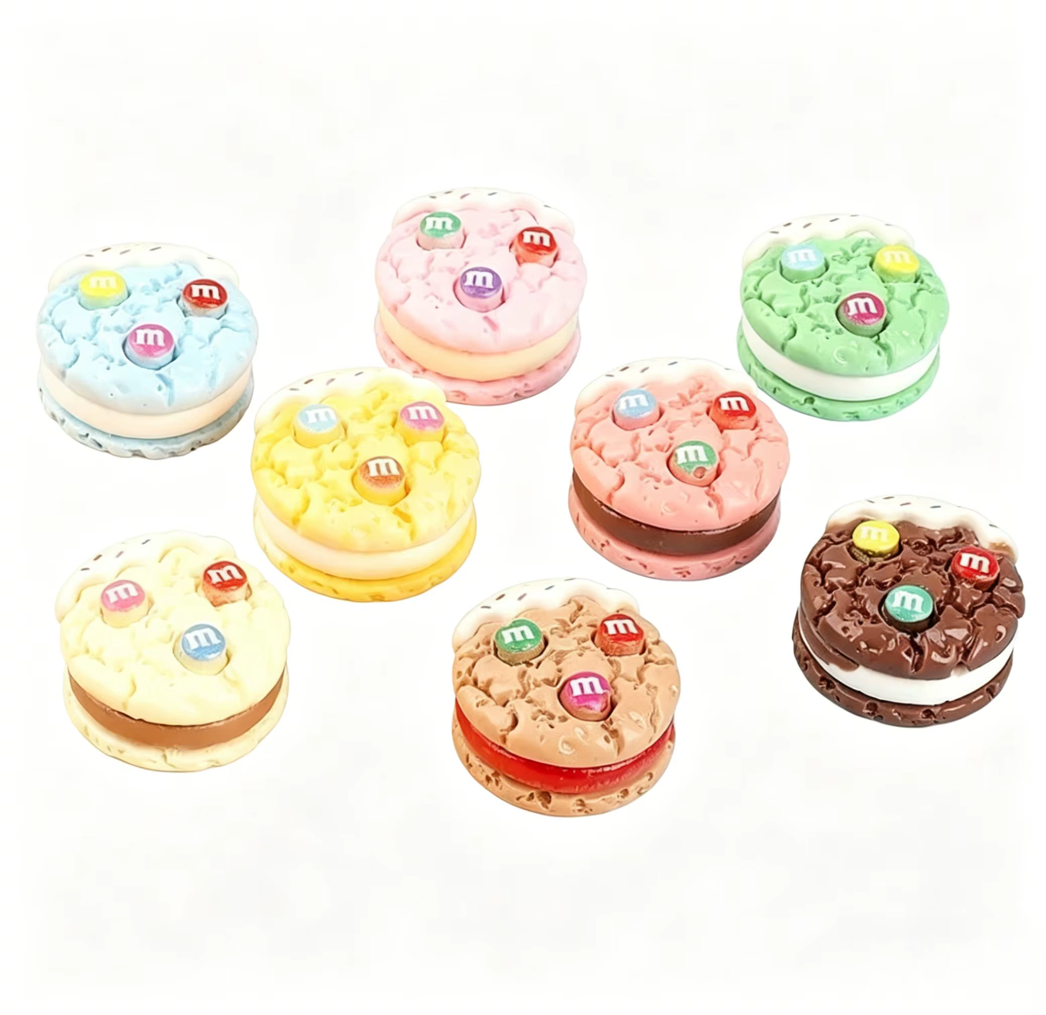 10 cabochons en résine 3D en forme de macaron