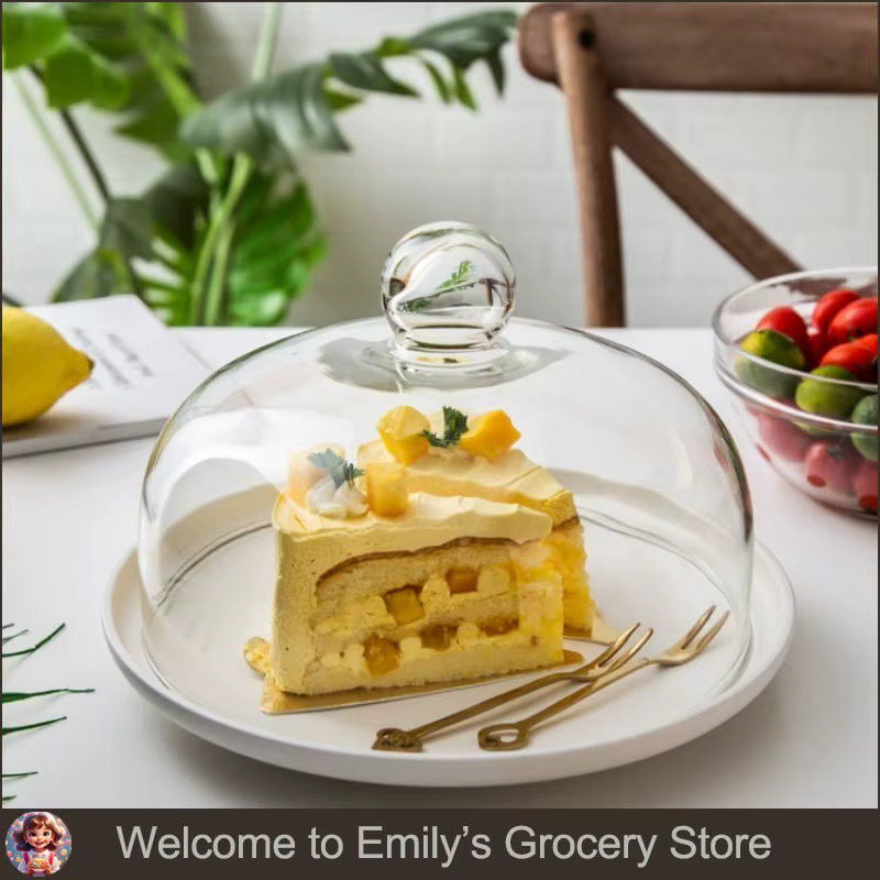 Dôme à gâteau en verre transparent – Couvercle alimentaire anti-poussière pour desserts