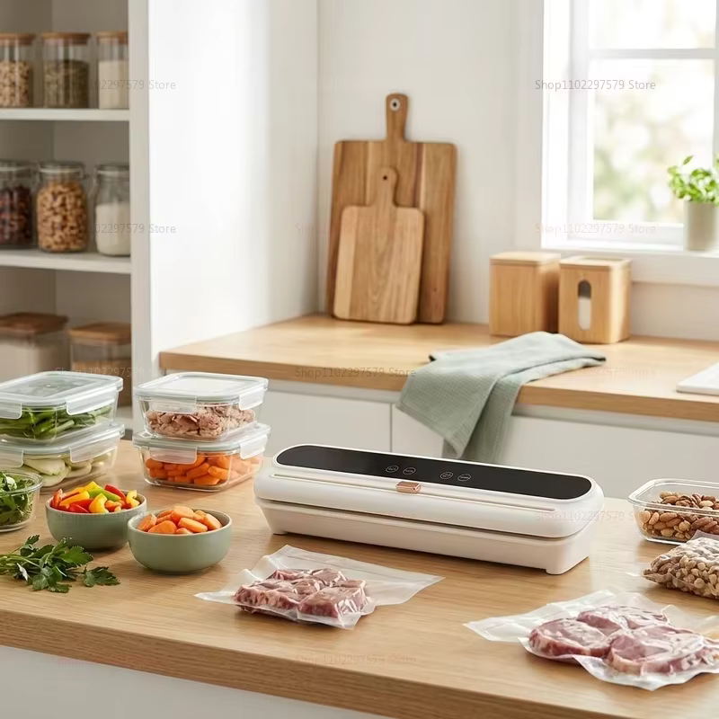 Machine de mise sous vide pour aliments avec coupe-sac intégré