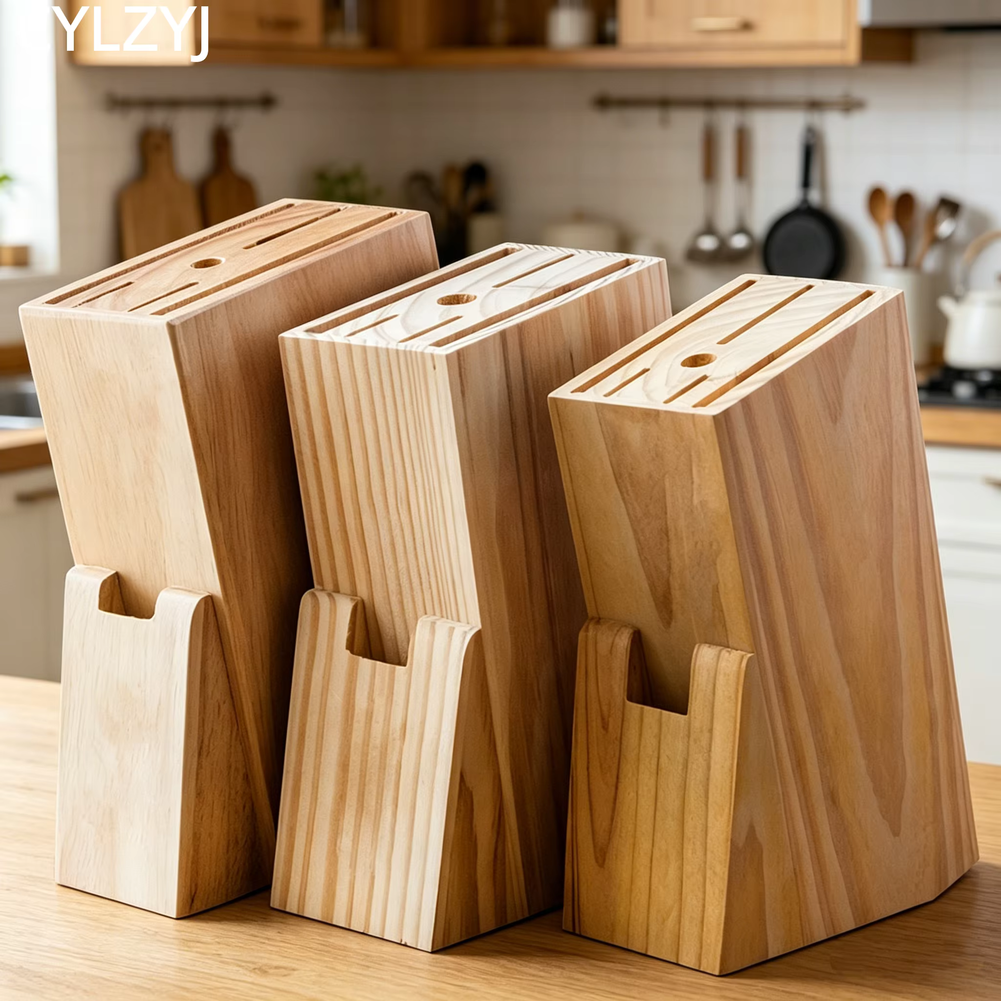 Bloc à couteaux de cuisine créatif en bois – Support de rangement vertical