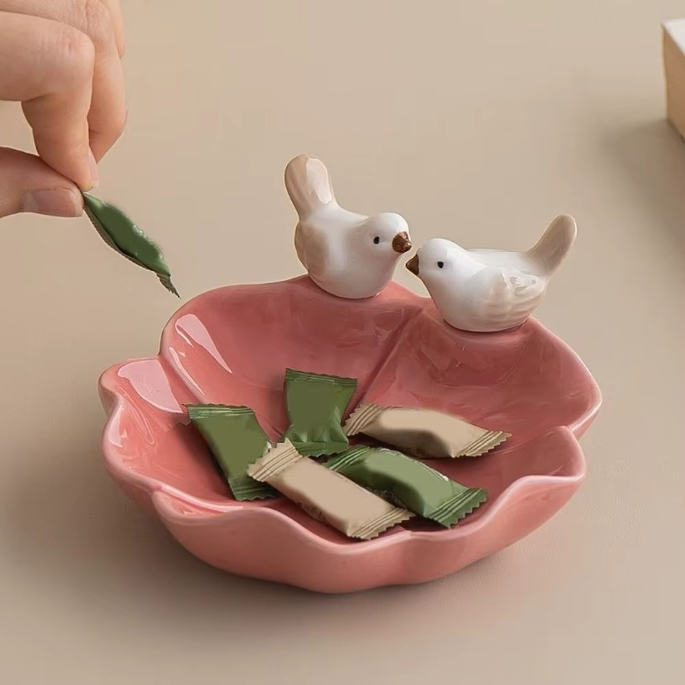 Assiette à pâtisserie multifonctionnelle faite à la main en forme d'oiseau