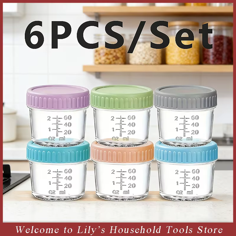 Lot de 6 pots en verre de 120 ml de qualité alimentaire pour bébés