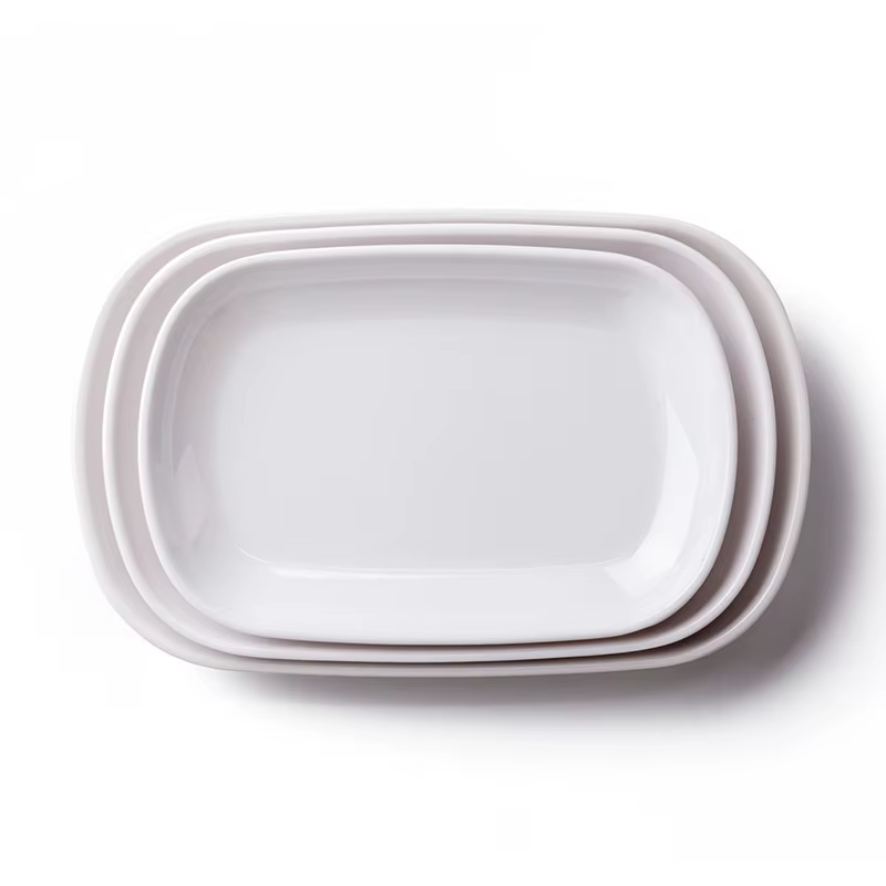 Assiette rectangulaire en mélamine pour petit déjeuner