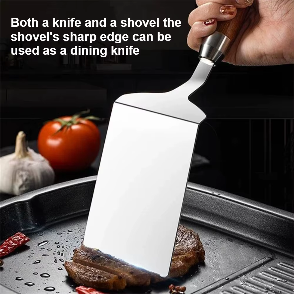 Spatule en acier inoxydable avec manche en bois