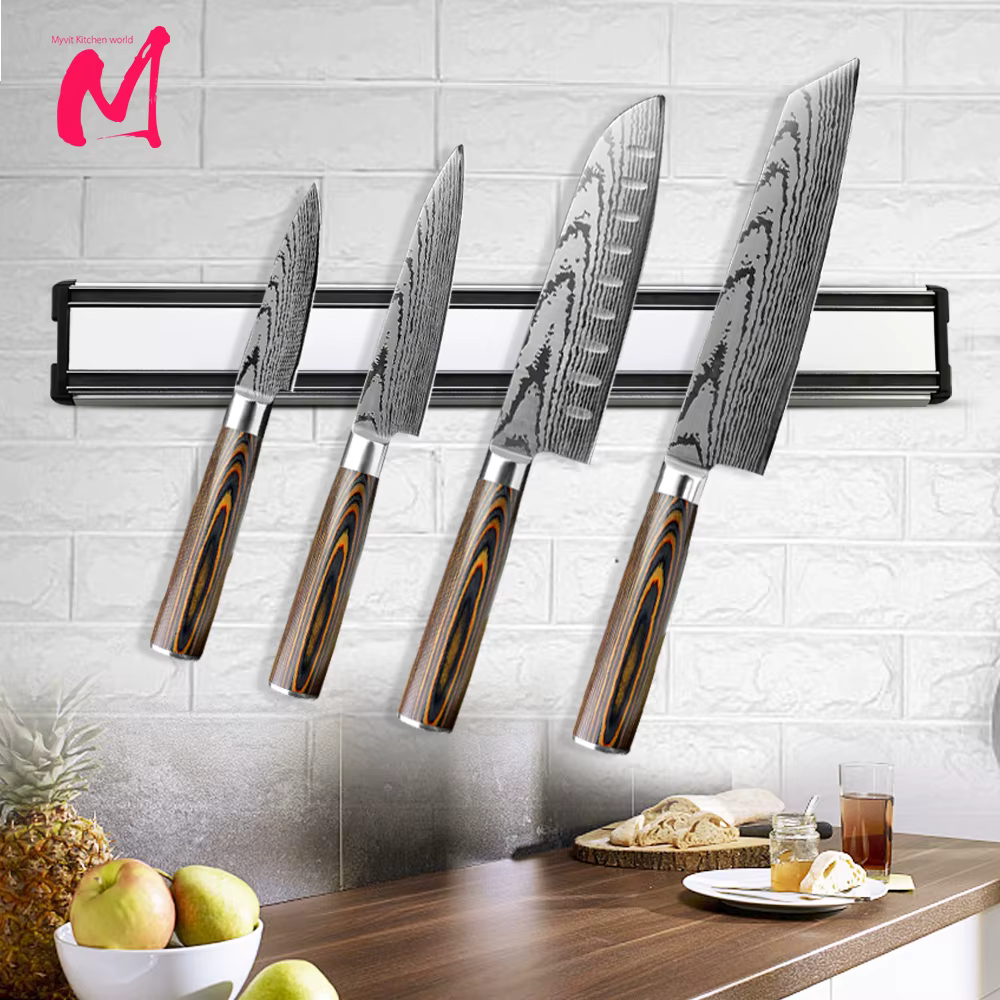 Support magnétique mural pour couteaux – Bande de rangement puissante – Organisateur d'accessoires de cuisine