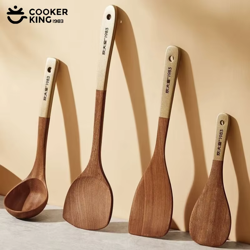 Ensemble d'ustensiles de cuisine en bois d'ébène COOKER KING