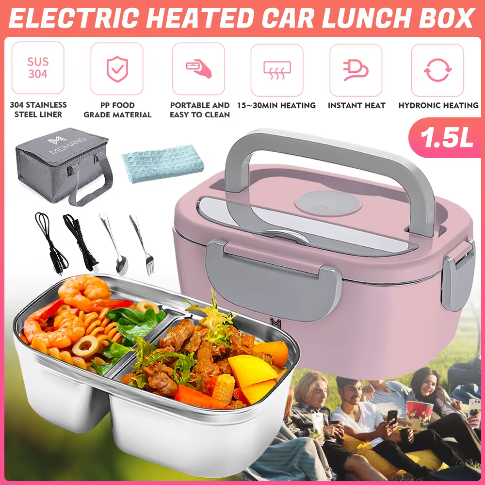 Boîte à lunch électrique portable avec doublure en acier inoxydable 304