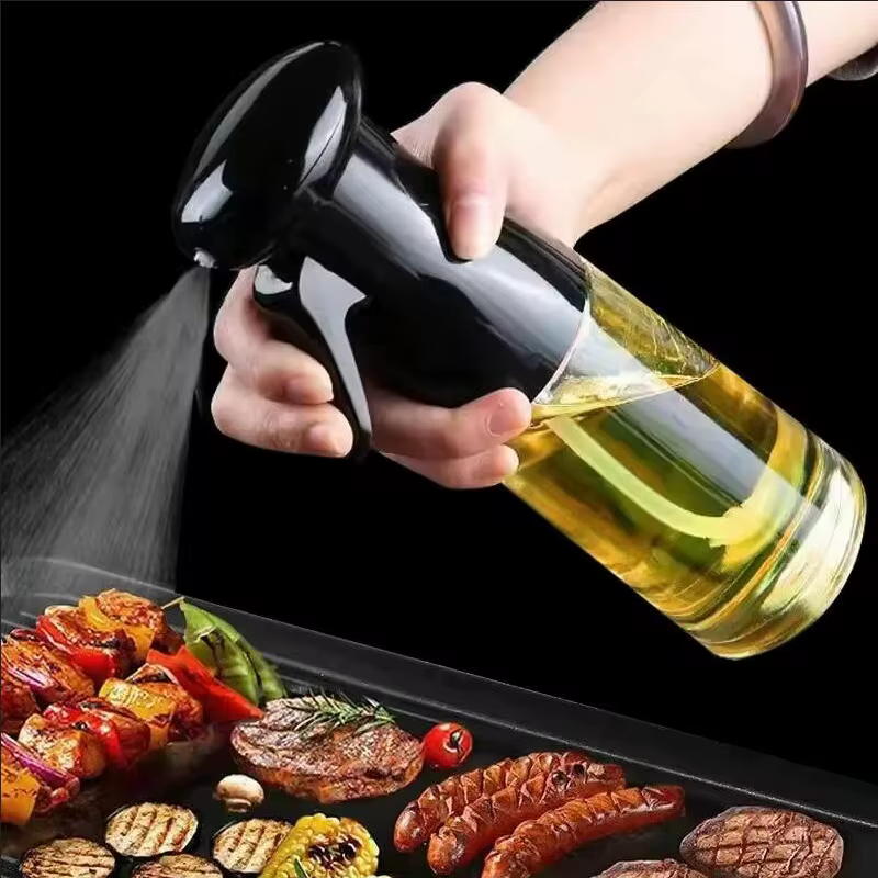 Bouteille d'huile de cuisine transparente noire