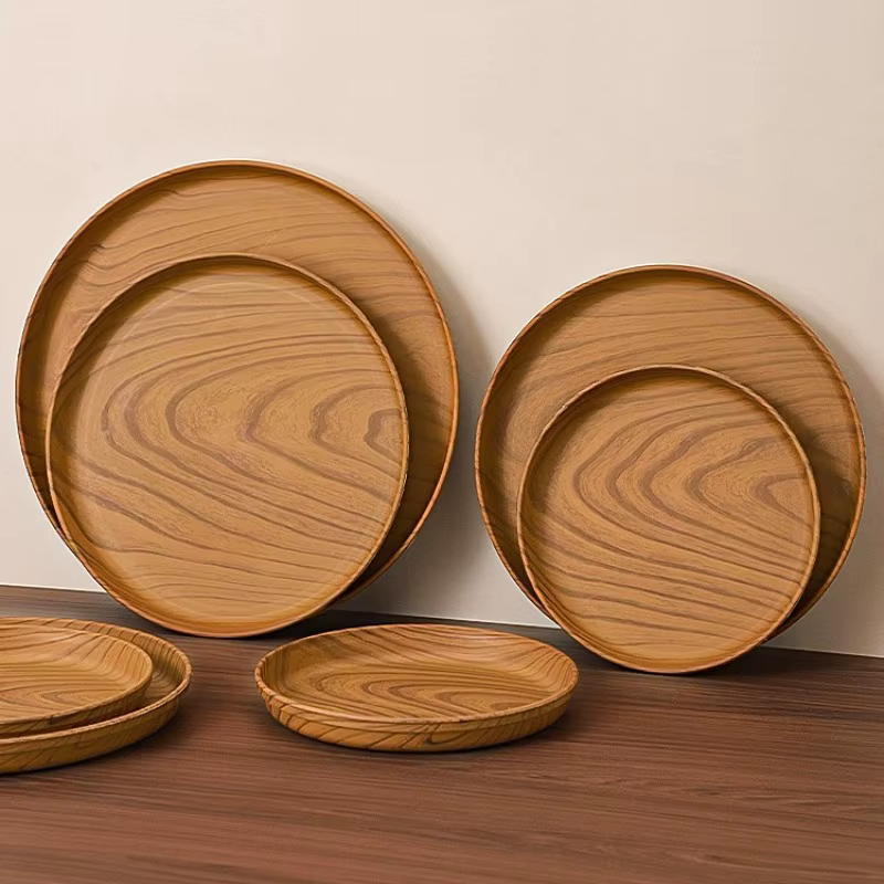 Plateau rond en bois de noyer