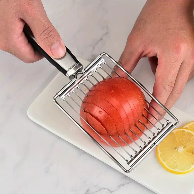 [J] Trancheuse à tomates en acier inoxydable - Machine manuelle pour couper les légumes et les fruits