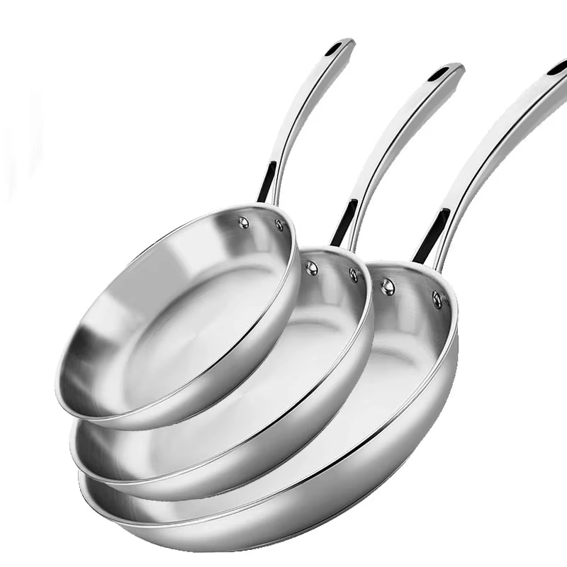 Poêle à frire en acier inoxydable 24/26/28 cm