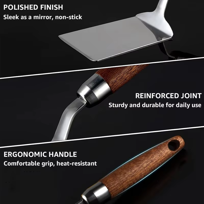 Spatule en acier inoxydable avec manche en bois