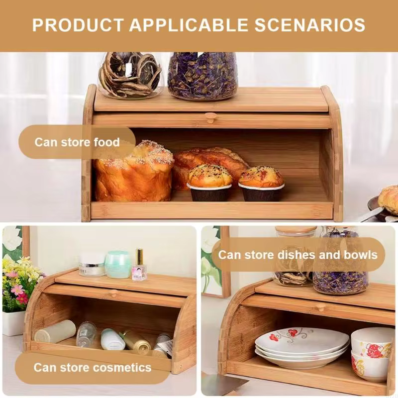 Stockage durable du pain en bois pour utilisation sur comptoir avec fonction contrôle l'humidité 37JD