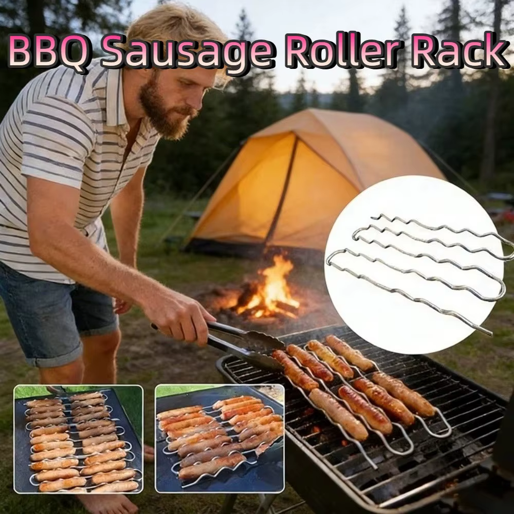Support à rouleaux pour saucisses BBQ en acier inoxydable 360 °