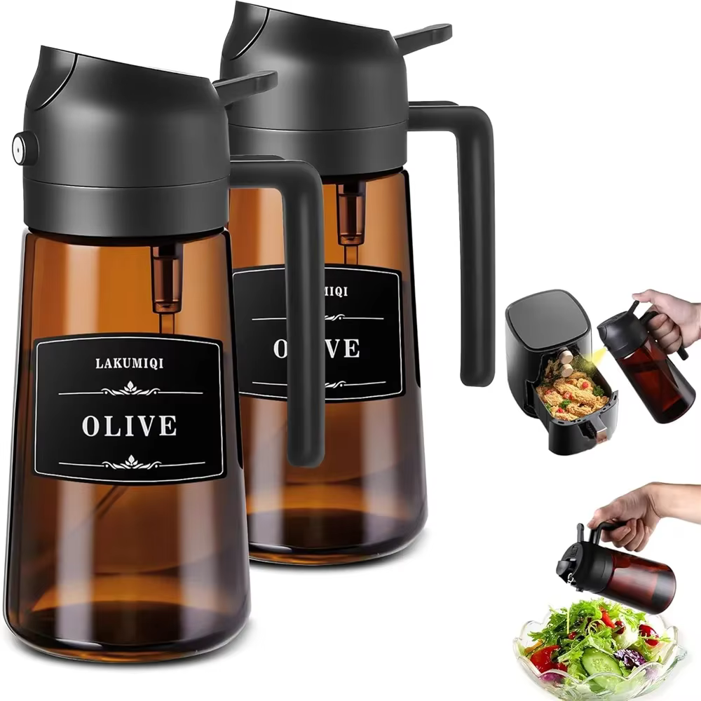 Pulvérisateur et distributeur d'huile en verre 2 en 1