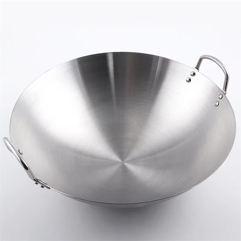 Wok traditionnel chinois à double oreille en fer forgé