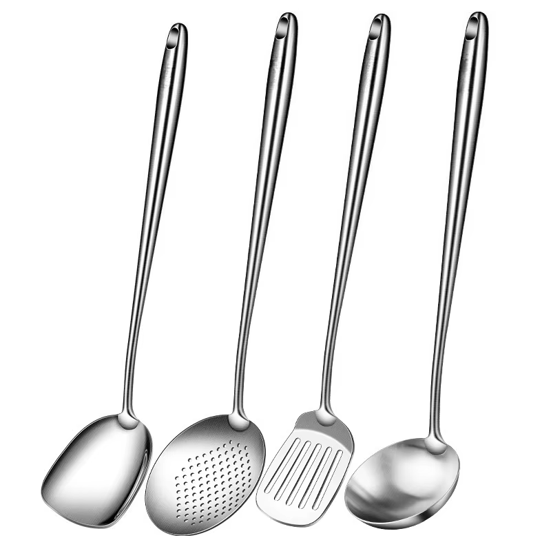 Ensemble d'ustensiles de cuisine en acier inoxydable pour wok : spatule