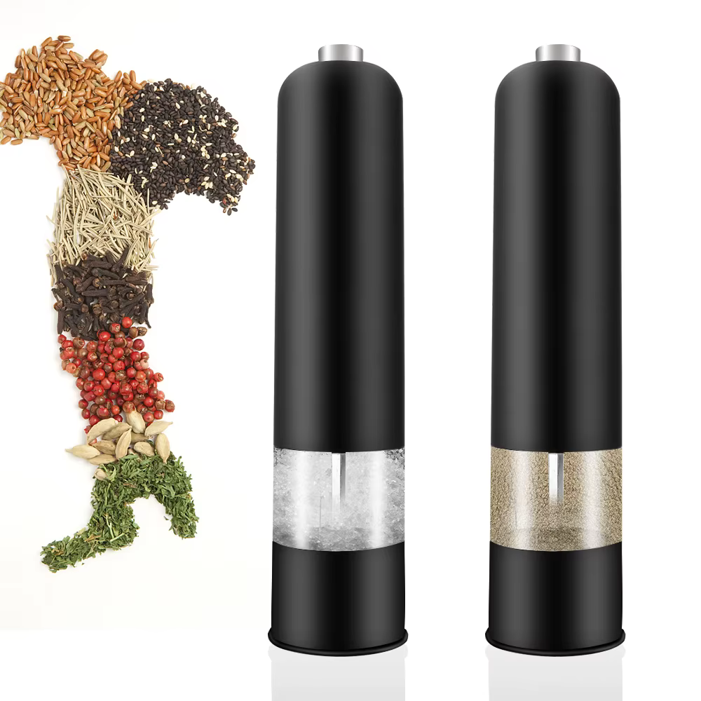 Avec lumière LED électrique automatique moulin à sel à poivre bouteille d'assaisonnement accessoires de cuisine Gadget
