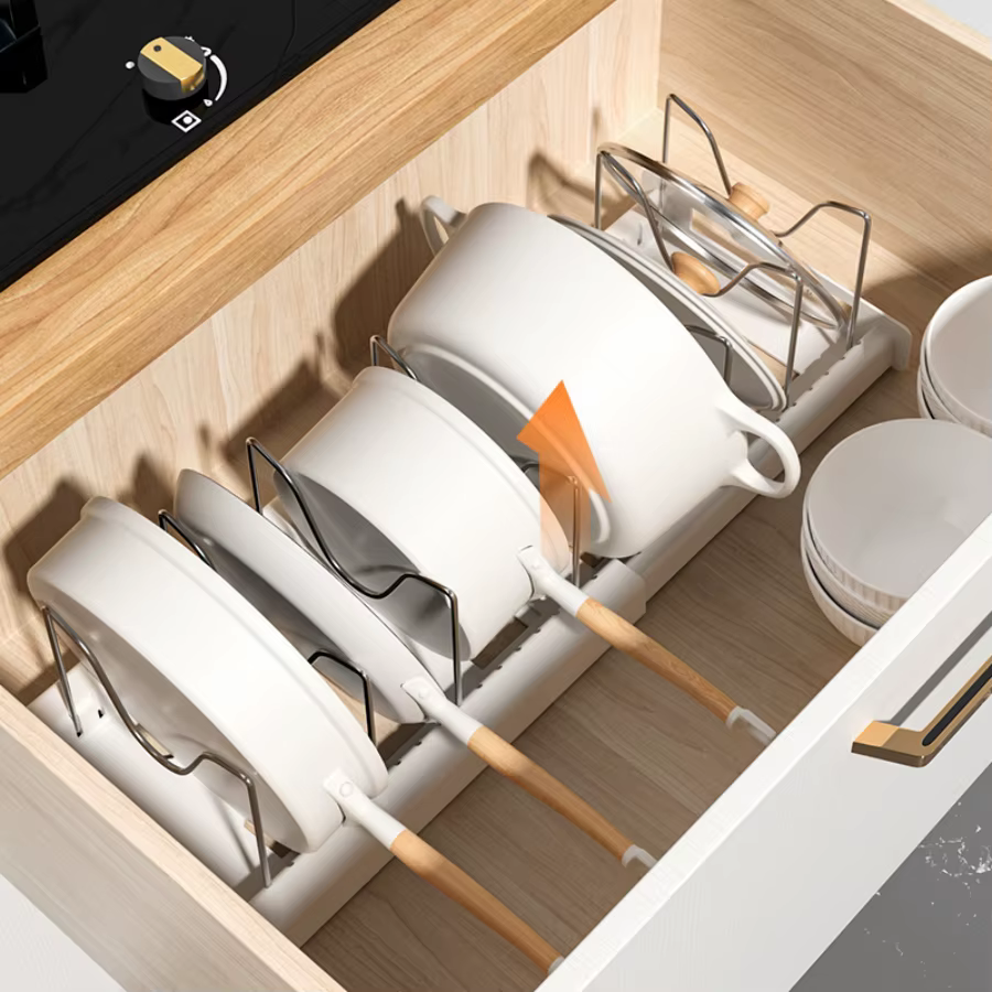 Support de rangement pliable pour ustensiles de cuisine et couvercles de casseroles