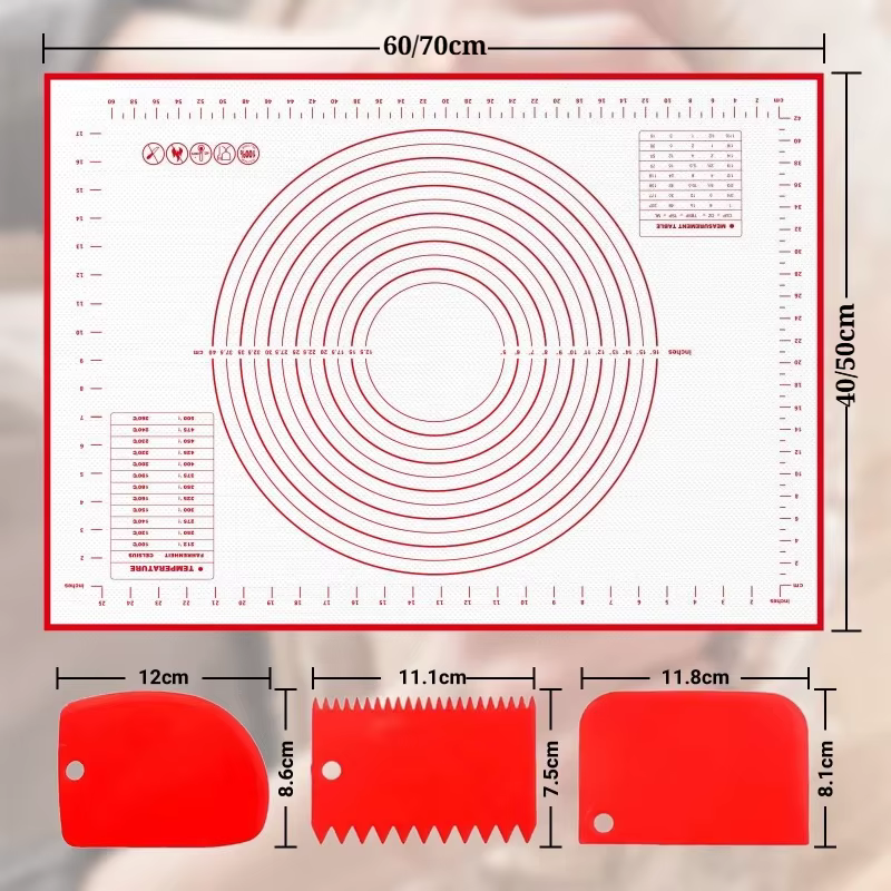 Tapis de pâtisserie en silicone de qualité alimentaire avec échelle