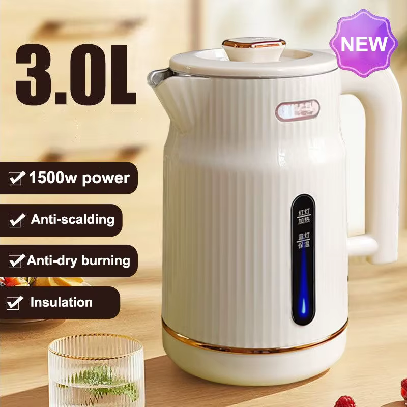 Nouveau 1500W haute puissance bouilloire électrique usage domestique 3L Double couche intelligente conservation de la