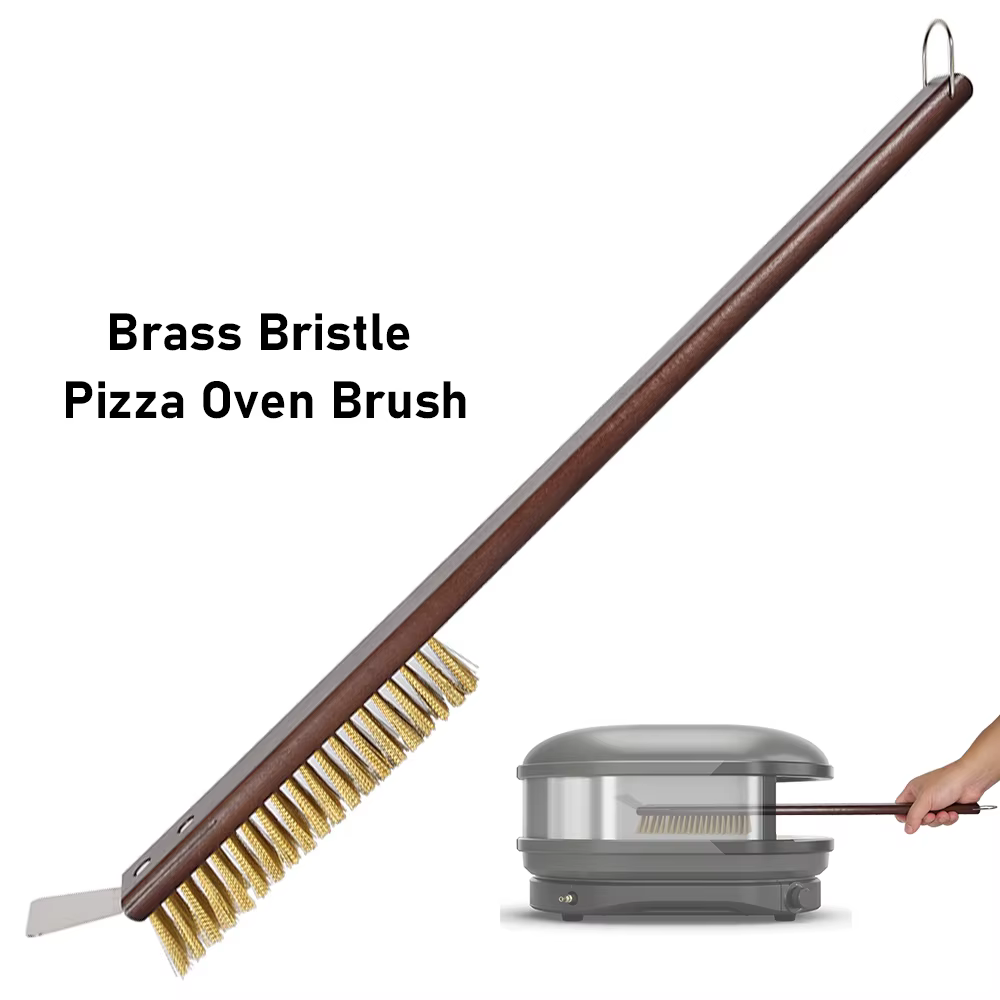 PizzAtHome 20 pouces brosse en cuivre four à Pizza Cassia Siamca poignée poils grattoir en laiton gril brosse de nettoyage accessoires de four