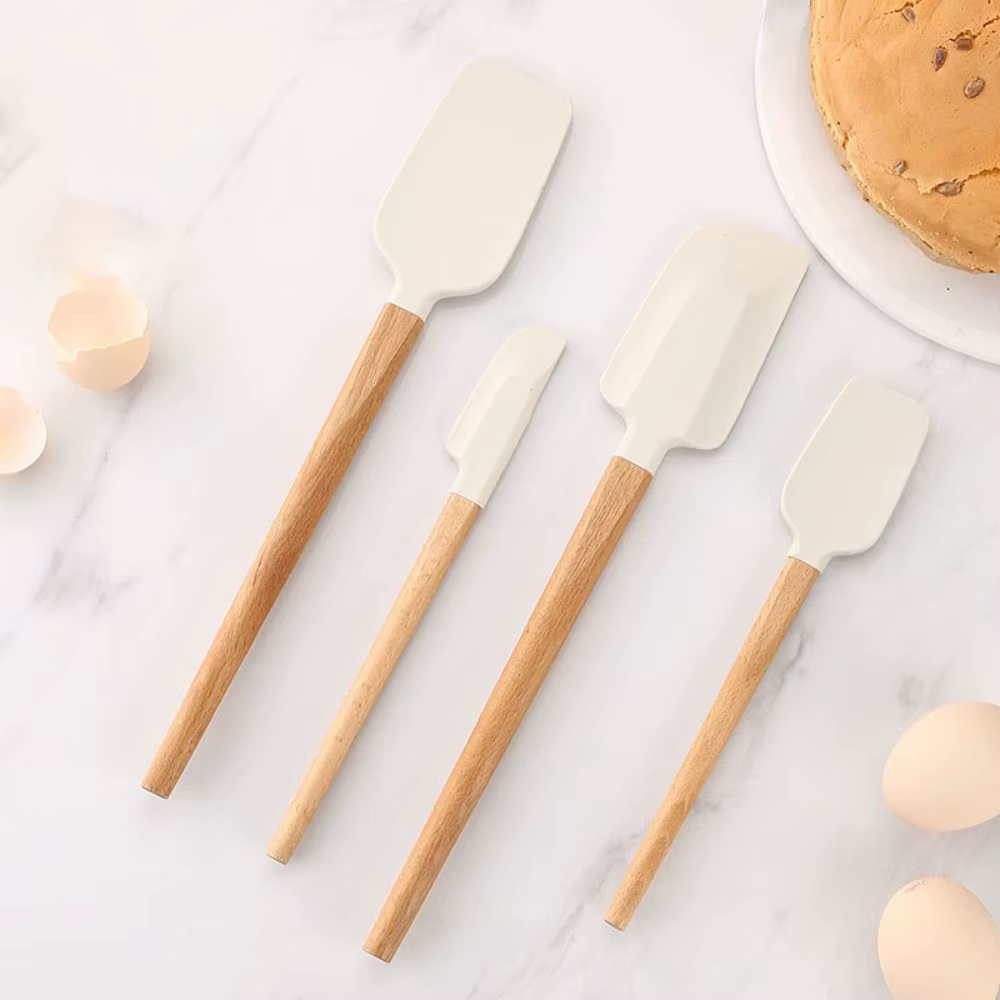 Outils de cuisson spatule à crème en Silicone manche Long grattoir