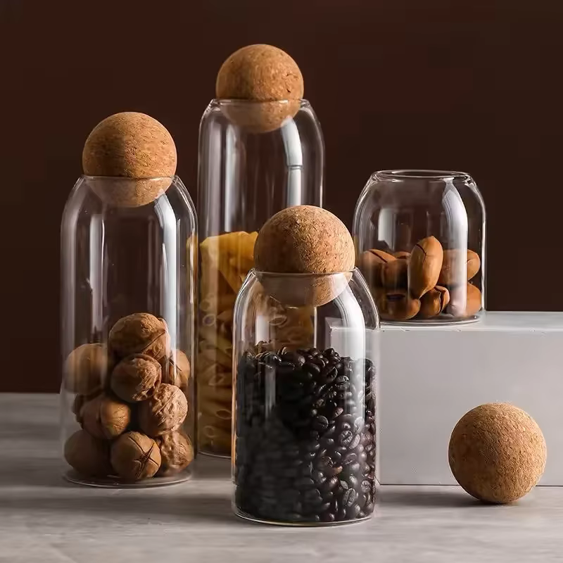 Pot scellé en verre, pot de stockage de grains divers de cuisine