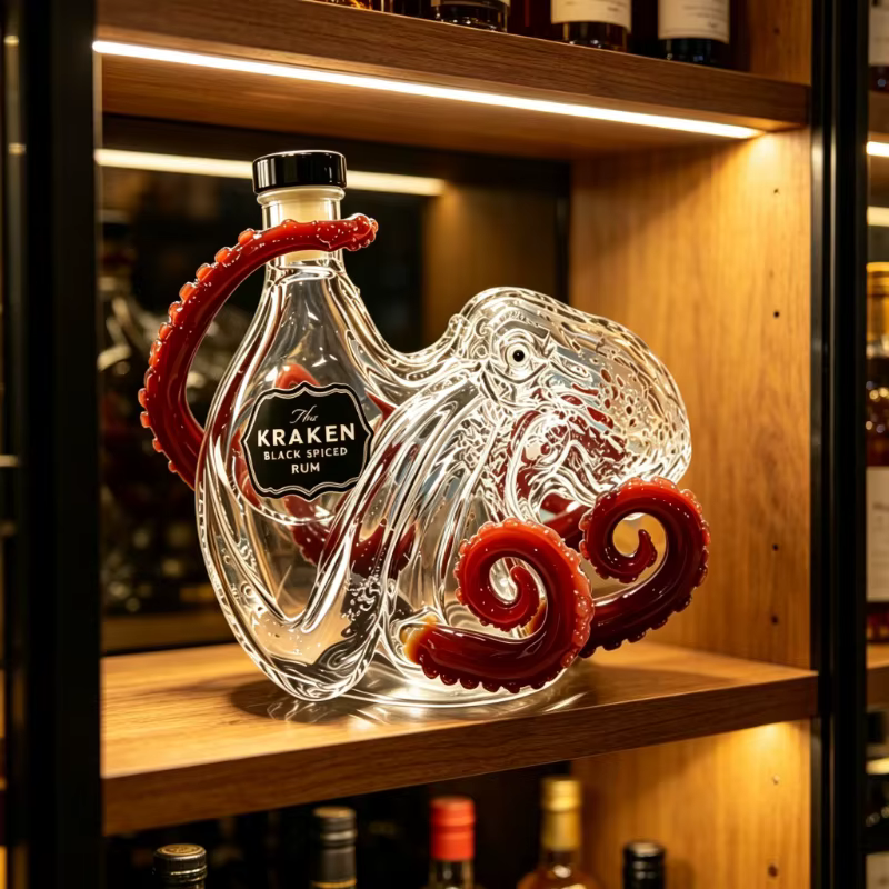 Nouvelle carafe à rhum épicé en forme de pieuvre rouge