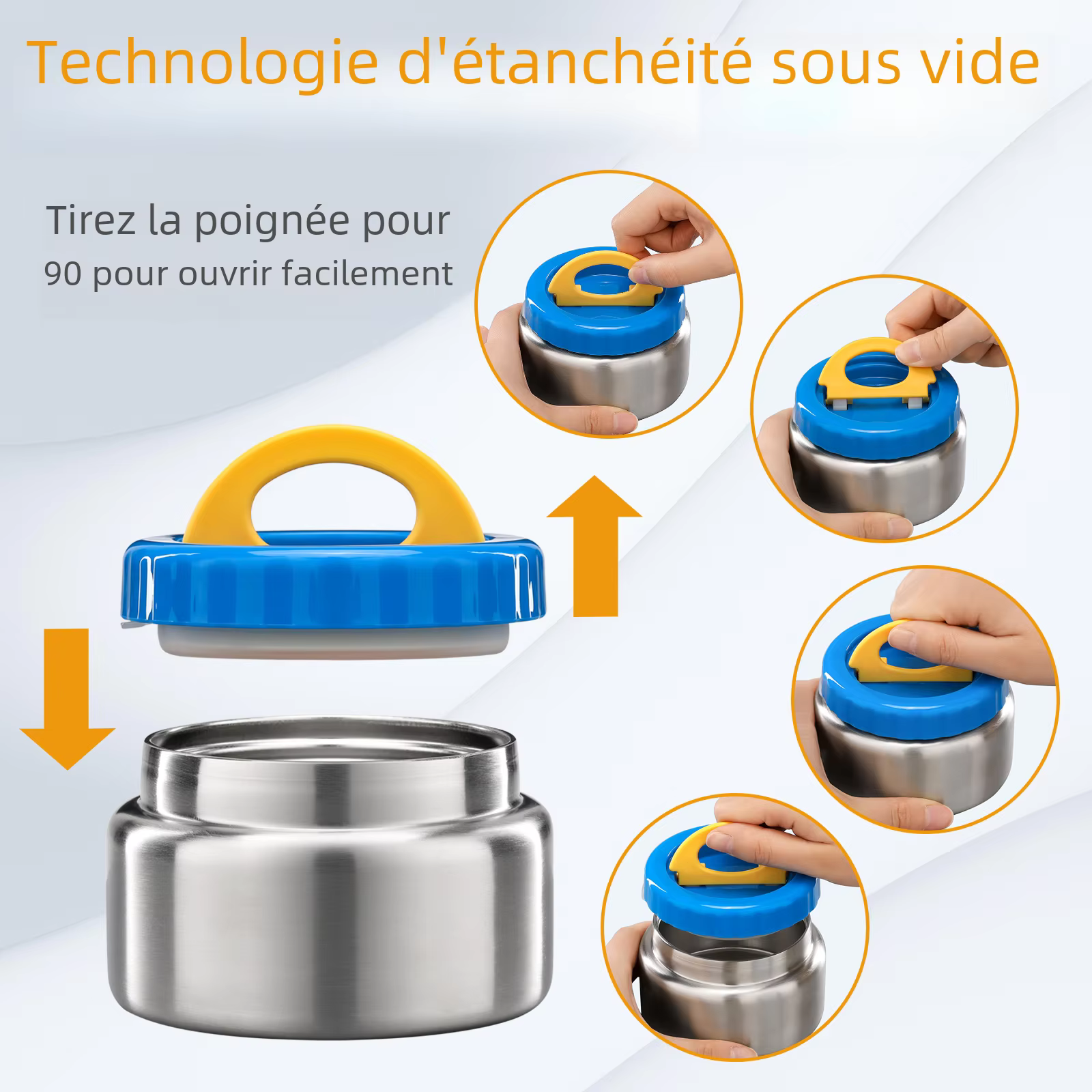 Pot alimentaire isolé sous vide à soupe thermique de 8oz à large bouche pour aliments chauds et froids