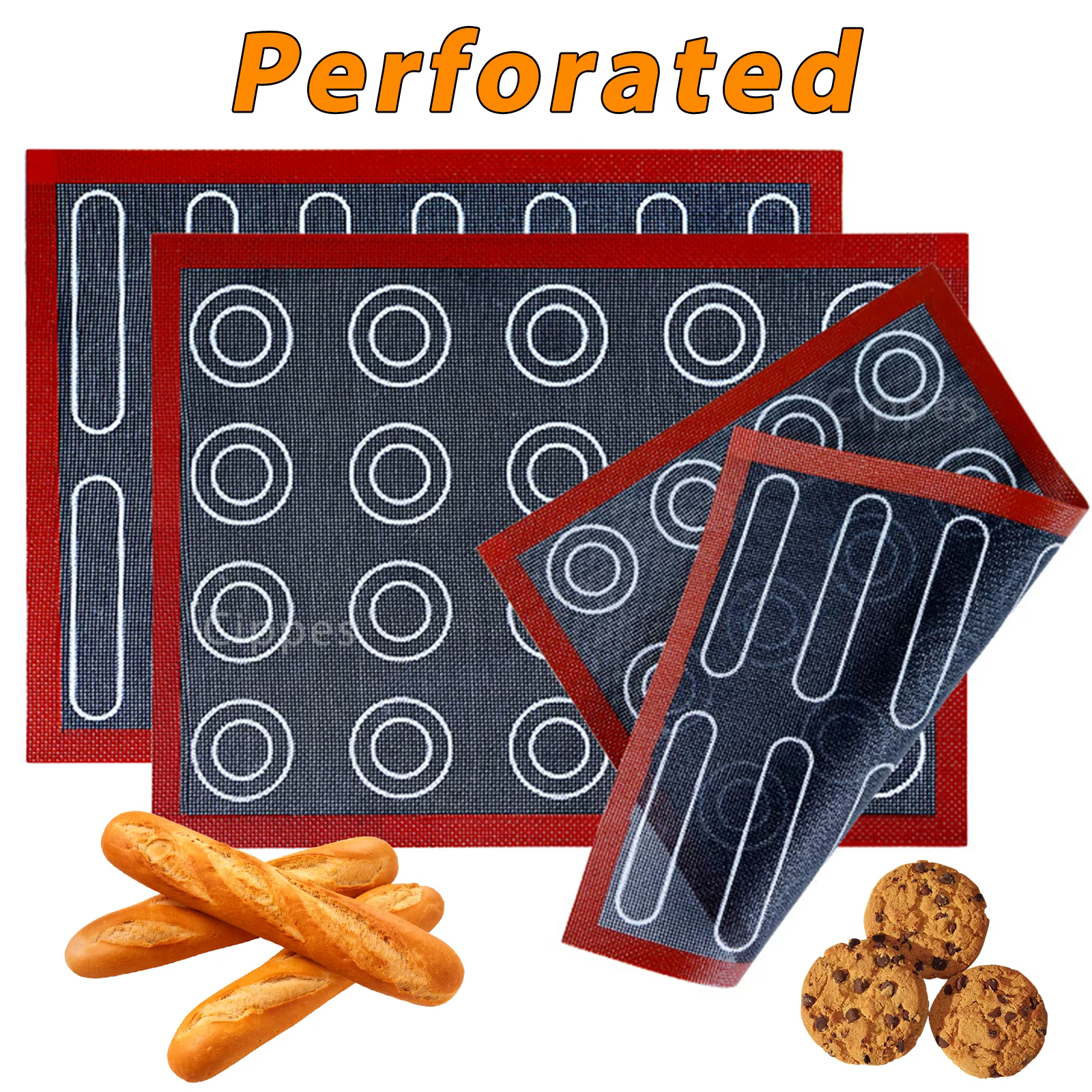 Tapis de cuisson en silicone perforé réutilisable et maille