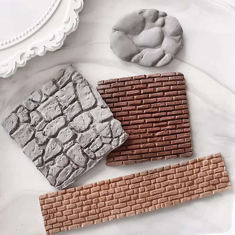 VERIDIAN cuisson gâteau moule bricolage Simulation mur de briques sol pierre Texture Style pastorale Fondant